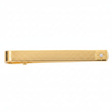 Load image into Gallery viewer, Cubic Zirconia Star Set Barley Pattern Gold Plate Tie Slide