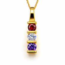 Load image into Gallery viewer, 9ct Yellow Gold Pendant with 3 Birthstones - Made to Order