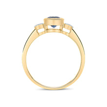 Load image into Gallery viewer, 9CT Yellow Gold Round Sapphire & Diamond Three Stone Ring