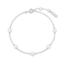 Load image into Gallery viewer, Silver Shell Pearl Station Bracelet