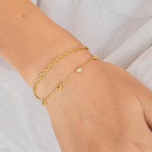 Load image into Gallery viewer, Gold Pavé Puffed Heart Station Bracelet