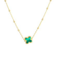 Load image into Gallery viewer, 9ct Yellow Gold Malachite Clover DC Ball Necklet