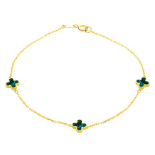 Load image into Gallery viewer, 9ct Yellow Gold Malachite Clover Petals Bracelet