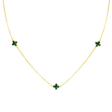 Load image into Gallery viewer, 9ct Yellow Gold 3 x Malachite Clover Petals Necklace