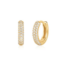 Load image into Gallery viewer, Gold Pavé Huggies