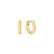 Load image into Gallery viewer, Gold Texture Small Huggie Hoop Earrings