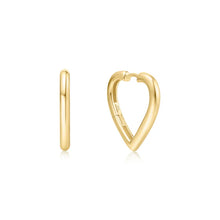 Load image into Gallery viewer, Silver Medium Heart Hoop Earrings