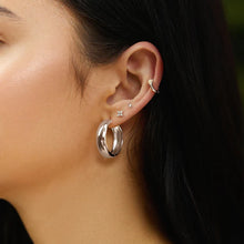 Load image into Gallery viewer, Silver Four-Petal Stud Earrings