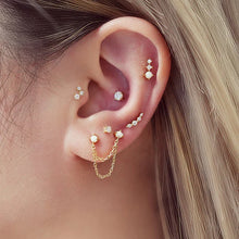 Load image into Gallery viewer, Gold Bezel Beaded Stone Stud Earrings