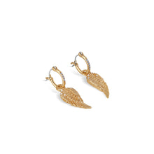 Load image into Gallery viewer, Angel Wing Earrings with Blue & Clear Stones