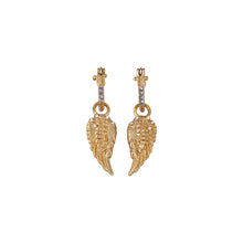 Load image into Gallery viewer, Angel Wing Earrings with Blue & Clear Stones