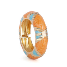 Load image into Gallery viewer, Gold Plated Orange & Green Enamel Bangle