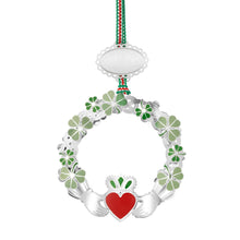 Load image into Gallery viewer, Claddagh with Shamrock Christmas Tree Decoration