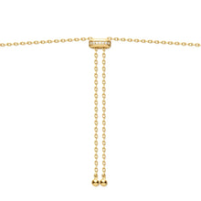 Load image into Gallery viewer, Gold Freshwater Pearl and White Cubic Zirconia Bezel Set Slider Necklace