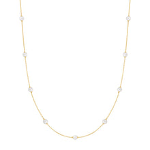 Load image into Gallery viewer, Gold Shell Pearl Station Chain Necklace