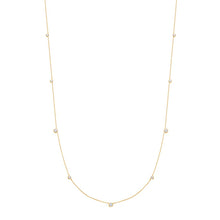 Load image into Gallery viewer, Gold Bezel Cubic Zirconia Station Necklace