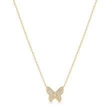 Load image into Gallery viewer, Gold Butterfly Pavé Necklace