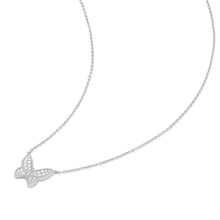 Load image into Gallery viewer, Silver Butterfly Pavé Necklace