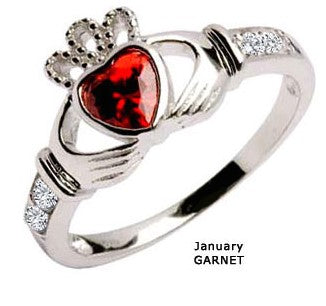 Claddagh Birthstone Ring - January