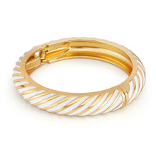 Load image into Gallery viewer, Gold Plated White Enamel Bangle