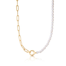 Load image into Gallery viewer, Gold Pearl Chunky Link Chain Necklace