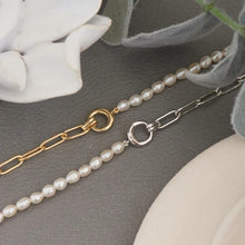 Load image into Gallery viewer, Gold Pearl Chunky Link Chain Necklace