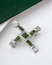 Load image into Gallery viewer, Connemara Marble St Brigids Cross Brooch