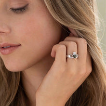 Load image into Gallery viewer, SILVER CONNEMARA MARBLE CLADDAGH WEAVE RING