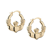 Load image into Gallery viewer, 9K Gold Medium Claddagh Hoops