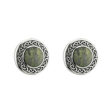 Load image into Gallery viewer, CONNEMARA MARBLE ROUND CELTIC STUD EARRINGS