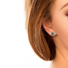 Load image into Gallery viewer, CONNEMARA MARBLE ROUND CELTIC STUD EARRINGS