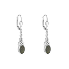 Load image into Gallery viewer, CONNEMARA MARBLE LONG TRINITY KNOT DROP EARRINGS
