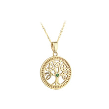 Load image into Gallery viewer, 10K GOLD EMERALD CELTIC TREE OF LIFE PENDANT