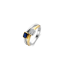 Load image into Gallery viewer, Ti sento 2 colour ring set with blue sapphire stone
