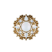 Load image into Gallery viewer, Round Brooch with Opal Coloured Stone Settings