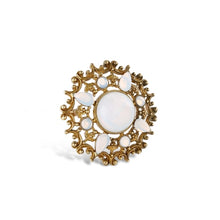 Load image into Gallery viewer, Round Brooch with Opal Coloured Stone Settings