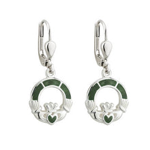 Load image into Gallery viewer, Connemara Marble Claddagh Drop Earrings