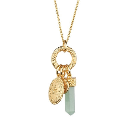 Gold Plated Pendant with Green Aventurine Charm