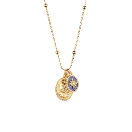 Gold Plated Pendant with Lapis Lazuli Charm