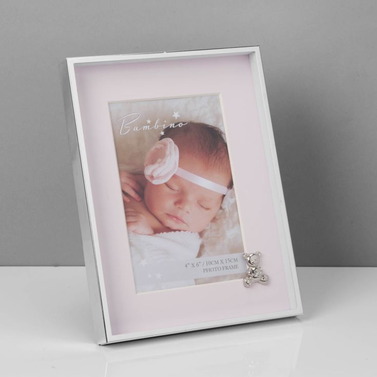 Silver Finish Frame Teddy & Pink Mount