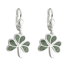 Load image into Gallery viewer, Connemara Marble Shamrock Drop Earrings