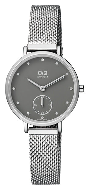 Ladies QQ Grey Face Mesh Bracelet Watch