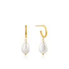 Load image into Gallery viewer, Pearl Mini Hoop Earrings