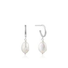 Load image into Gallery viewer, Pearl Mini Hoop Earrings