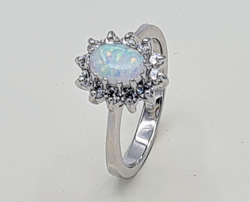 Sterling Silver Cluster Opal Ring
