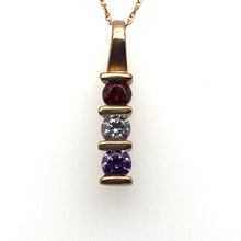 Load image into Gallery viewer, 9ct Yellow Gold Pendant with 3 Birthstones - Made to Order