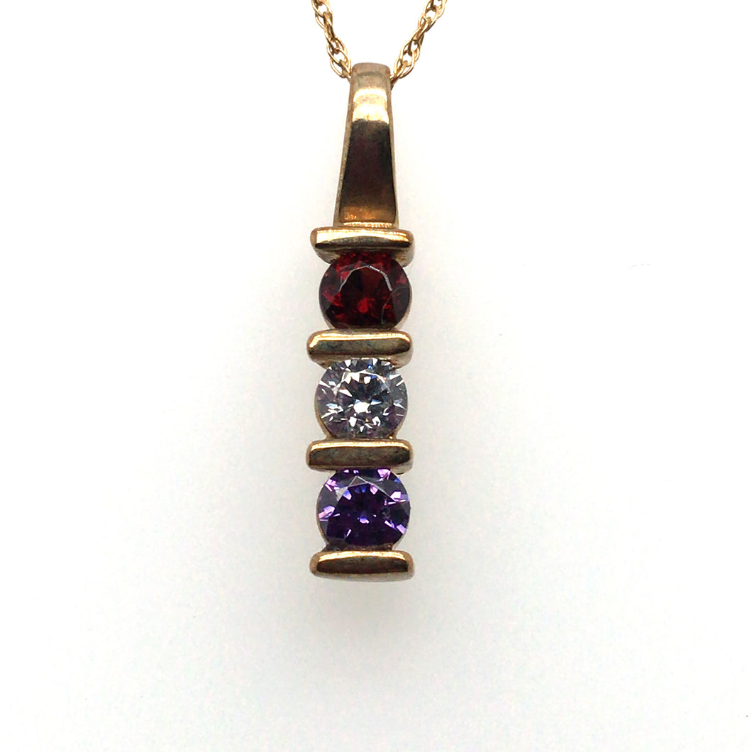 9ct Yellow Gold Pendant with 3 Birthstones - Made to Order