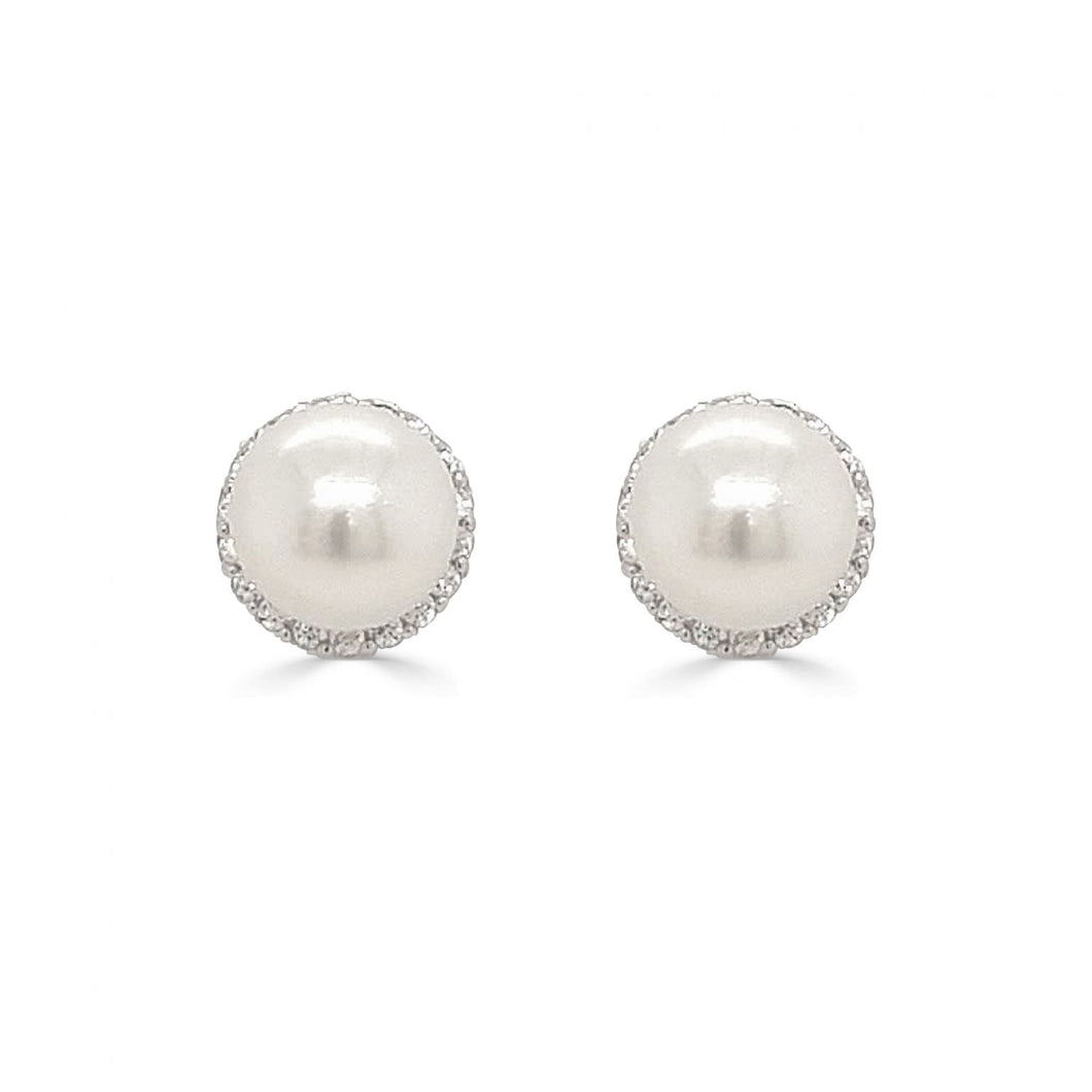 Sterling Silver White Pearl Studs 6mm