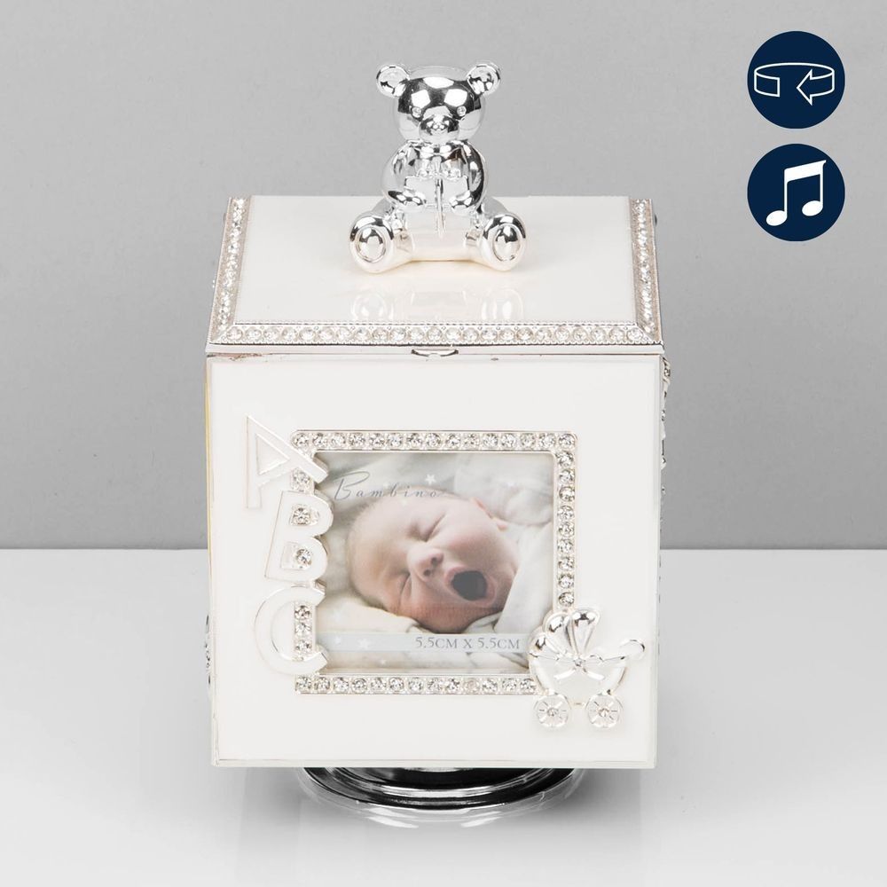 Silver Plated Rotating Photo Frame Music Box