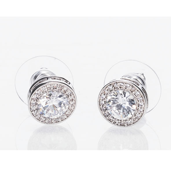 Silver White Stones & Diamante Earrings